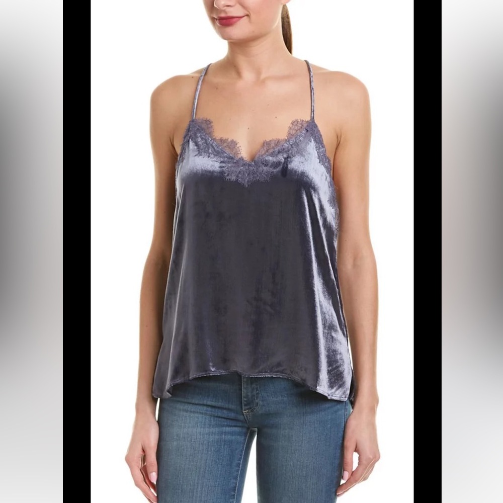 NEW CAMI NYC Racer Liquid Velvet Silk-Blend Tank in Blue Size XS $170